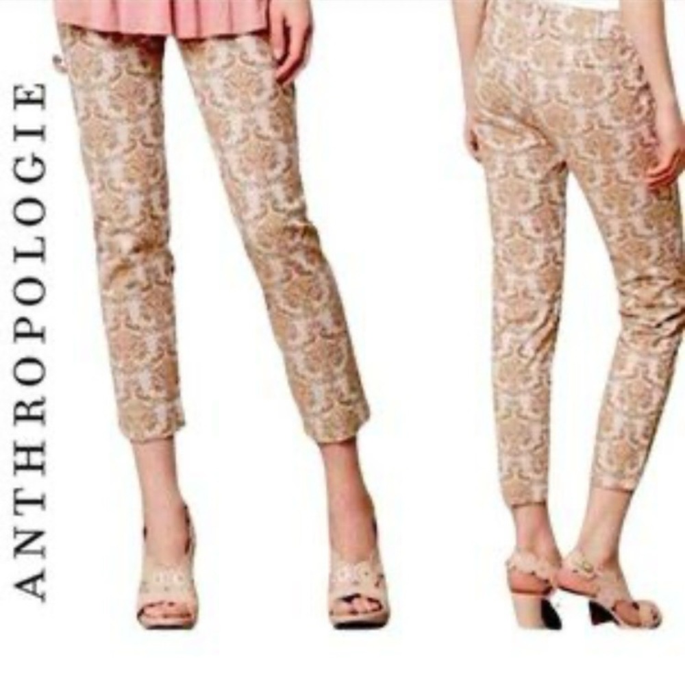Anthropologie Cartonnier Tapestry Pants Charlie Ankle Slim Leg EUC 14😍